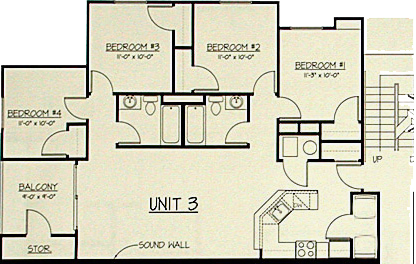 Bronco Village Apartment floor plan. 