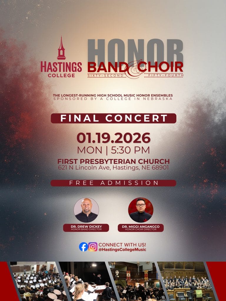 Honor Band and Choir poster, promoting the concert on Monday, January 19 at 5:3pm.