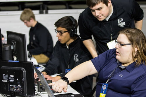 Hastings College students working at computers