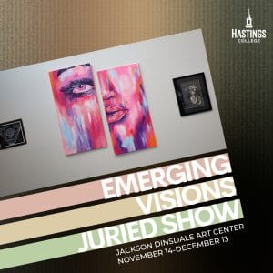 Home 15 Picture of gallery with text that says Emerging Visions Juried Show.