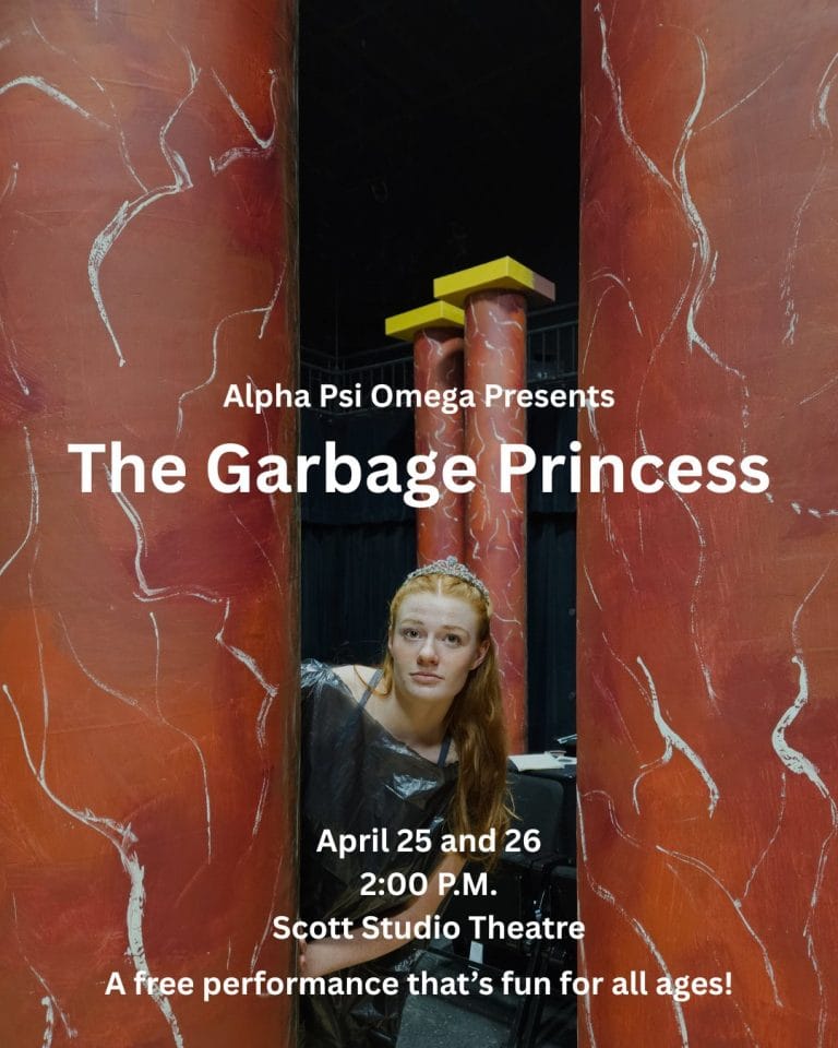 The Garbage Princess title with show dates of April 25 and 26 at 2pm
