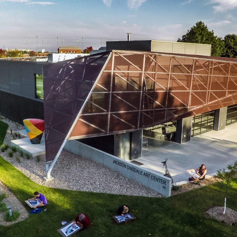 Aerial photo of the Jackson Dinsdale Art Center.