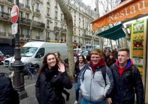 Students on a street in Paris