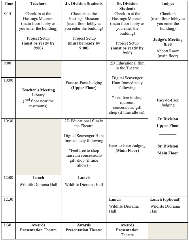 Science Fair Schedule
