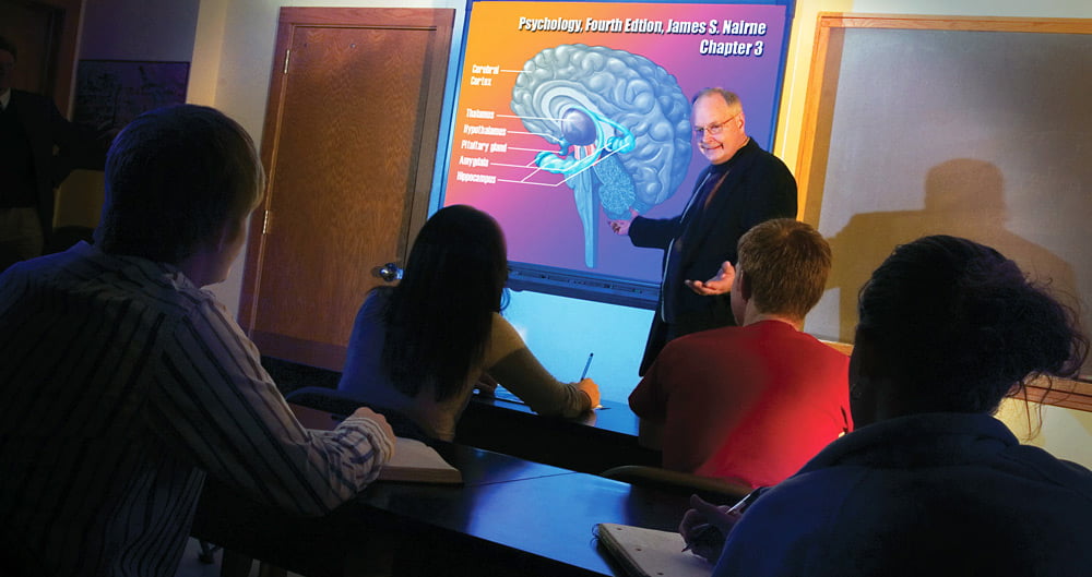 Dr. Lee Wigert in a classroom.