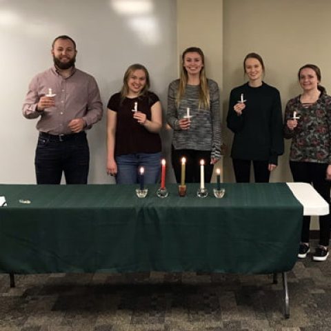 Picture of Alpha Chi inductees.