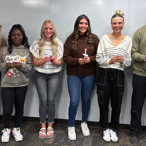 New Hastings College Alpha Chi members include (from left) Angela Amaya, Paige Dane, Nickytha Georges, Cailey Hanson, Kyla Humphreys, Katyn Kappler, Edward Pallotto and Jaida Rowe. (Not pictured: Lauren Buscher, Danie Hoer, Dylan Shaw and Hayden Thomason.) 