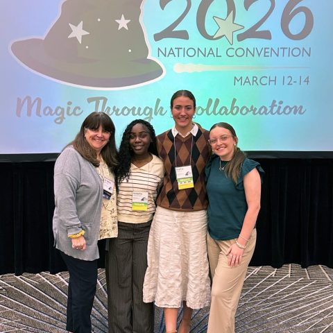 Attending the 2026 Alpha Chi national convention included (from left) Dr. Jessica Henry, Nickytha Georges, Sophia Lee and Catie Reed.