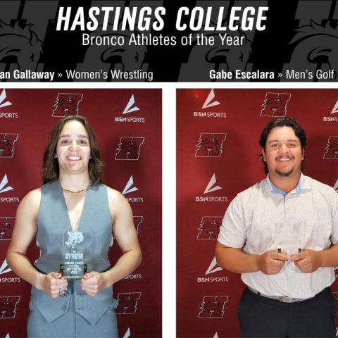 The 2025 Bronco Athletes of the Year, Reagan Gallaway and Gabe Escalera.