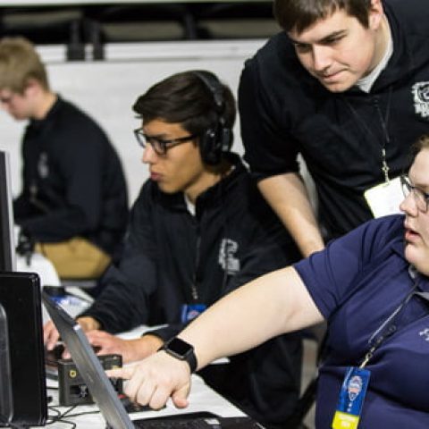 Hastings College students working at computers