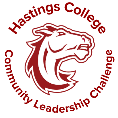 Bronco head with the words Hastings College Community Leadership Challenge.