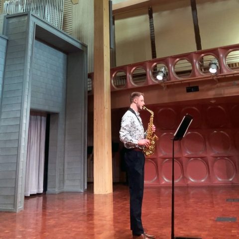 Dylan Shaw performing at the North American Saxophone Alliance Region 3 conference.