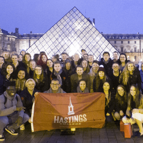 Students at the Louvre in Paris.