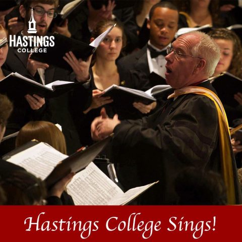 Dr. Fritz Mountford conducting Hastings College Choir