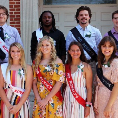The 2020 Hastings College Homecoming court. Front row from left: Jackie Gilbert, Julia Reimer, Jayden Eby, Holly Bosley, Ivey Zimmerman and Christiana Cole. Back row from left: Avery Muff, DaeRon Jones, Tucker Schneiderheinz and Wren Allen.