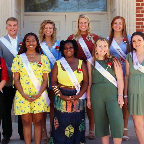 The 2022 Hastings College Homecoming Court includes (front, l to r) Kendall Greene, Ally Banks, Ayriel Brown-Love, Ally Knowles and Aislynn Davis; (back l to r) Eli Baker, Landry Hinkson, Natalia Dick, Majesta Valasek and Chloe Tiell.