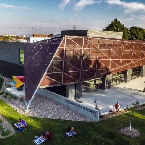 Aerial photo of the Jackson Dinsdale Art Center.