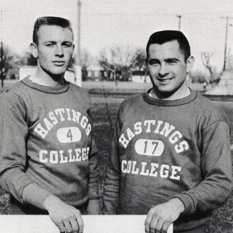 Jack Osborne ‘63 (left) and Eldon Kieborz ‘62 dazzled track fans by setting multiple records during their collegiate years.