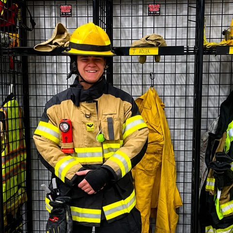 Jadyn Adler in his firefighting gear.