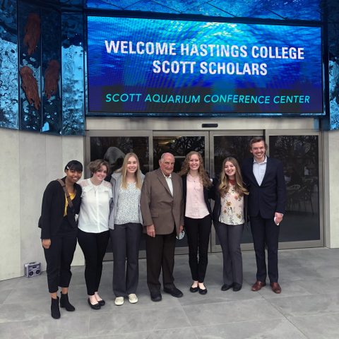 Walter Scott Jr. and the 2020 class of Scott Scholars in Omaha, Nebraska, in March 2021.