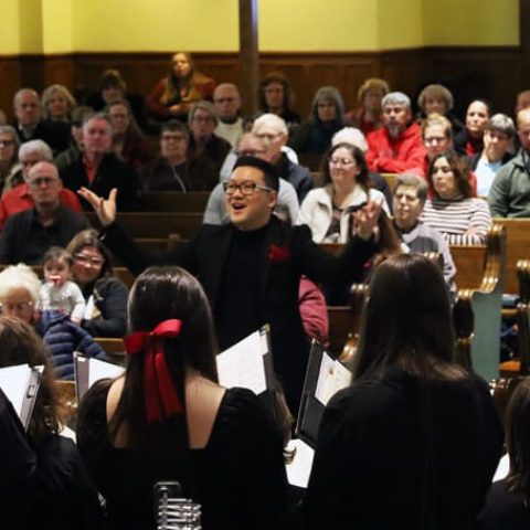 Angangco and the Hastings College Choir during "A Very Hastings College Christmas" on December 7, 2025.