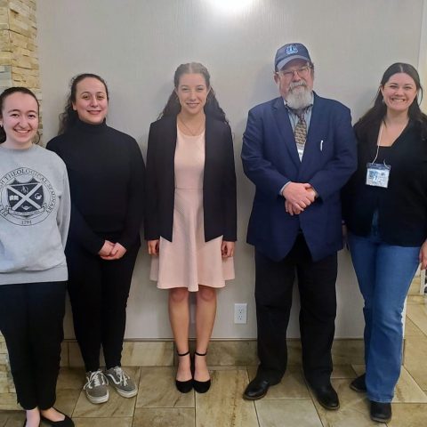 Hastings College students and faculty present their research at the 2024 Northern Great Plains History Conference in Sioux Falls, South Dakota. Shown in the photo are (from left) Emma Morelli, Elizabeth Miller, Olivia Perez '22, Dr. Rob Babcock and Dr. Catherine Biba.