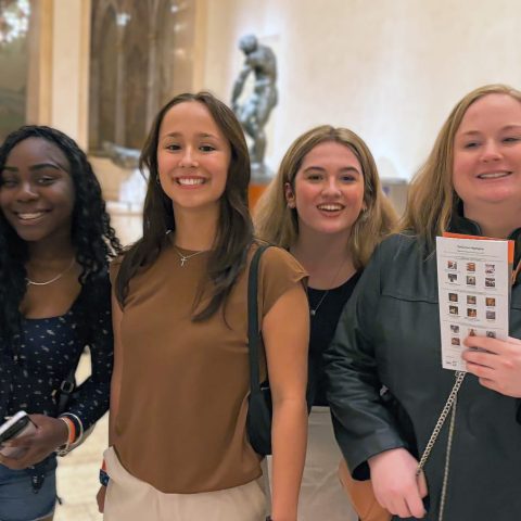 During open time at the conference, students visited the Nelson-Atkins Museum of Art. Students include (from left) Nickytha Georges, Victoria Mallory, Meg Dedic and Carrie Brosman.