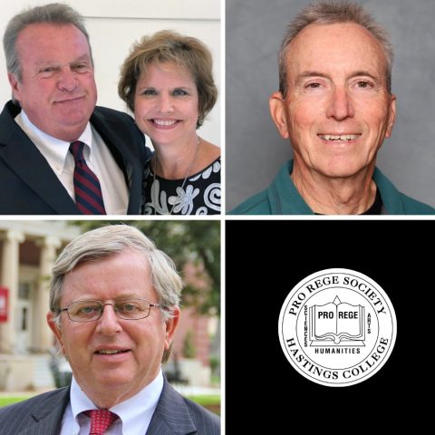 The 2024 Pro Rege inductees include, clockwise from bottom/left, Hal Dittmer ‘62, the Kim and Tom Dinsdale Family, and Jim Dugan.