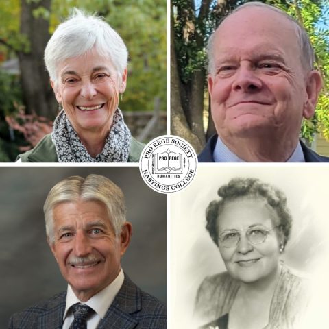The 2025 Pro Rege inductees include, clockwise from top/left, Judy Sandeen, Dr. Robin Koozer, the Kitty M. Perkins Foundation and Glen Moss.