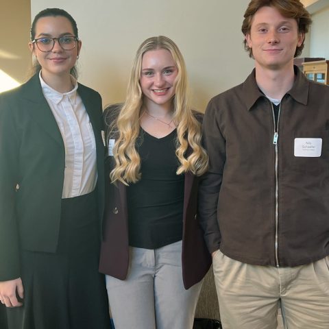Hastings College students who presented at the Nebraska Psychological Society Undergraduate Research Conference include (from left) Sasha Richards, Riley Lanning and Nils Schaefer.