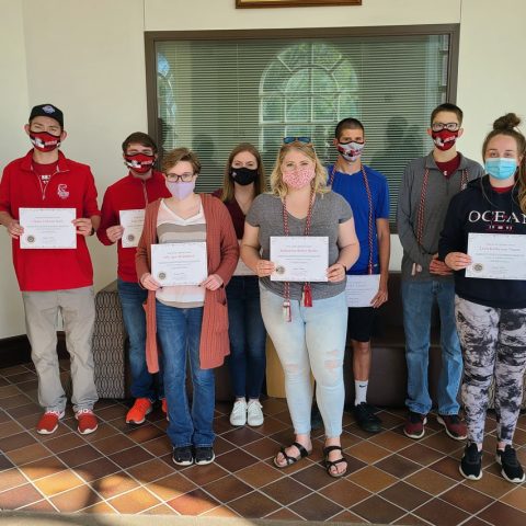 Inductees and officers from the Hastings College chapter of the Society for Collegiate Journalists (l to r): Dr. Bruce Batterson, Chase Rath, Sage Reiger, Effy Widdifield, Lilly Nelms, Samantha Burke, David Loomis, Sam Bosle, Leah Dugan and Jordan Ismaiel.