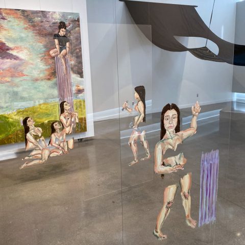 Shown are some of the thesis pieces in the west gallery of the Jackson Dinsdale Art Center.
