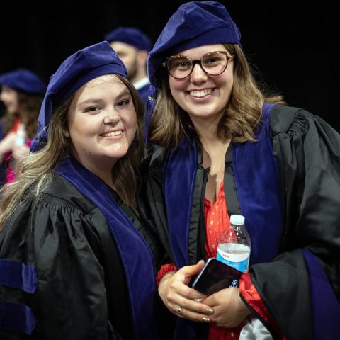 Victoria Hervey ‘18 and Natalie Hoffmann ‘19 at their law school graduation in May 2022. While following different paths, the two now work together at Lindemeier Law Office in North Platte, Nebraska.