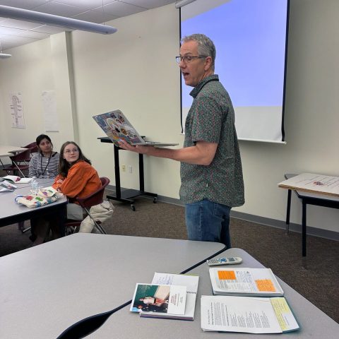 Nebraska State Poet Emeritus Matt Mason at a workshop for students as part of the April 2 event.