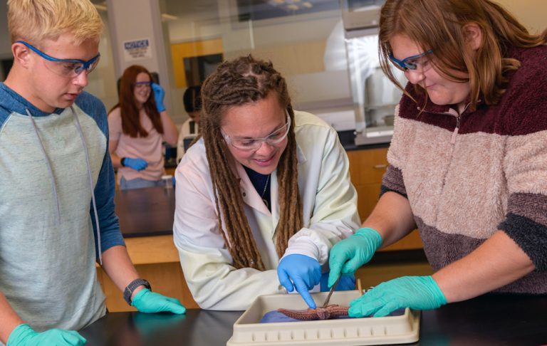 Students in a biology lag.