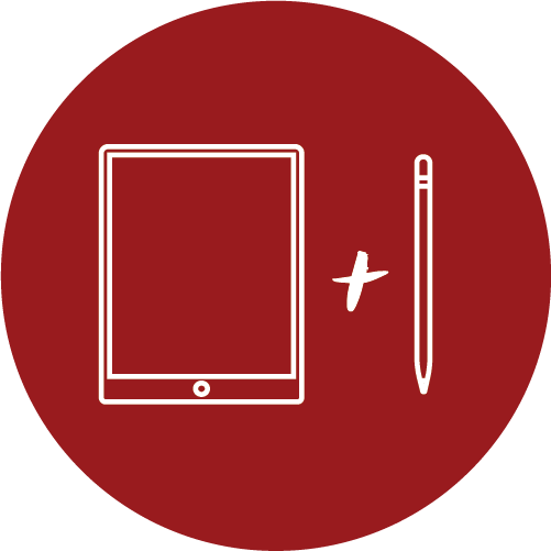 Icon of an iPad and Pencil