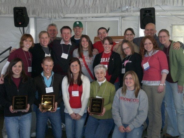 Judy Sandeen Fundraiser 2 judy with students awards
