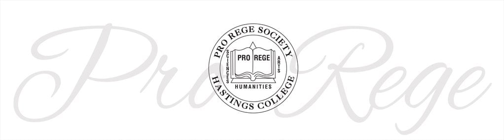 Banner for the Pro Rege society at Hastings College.
