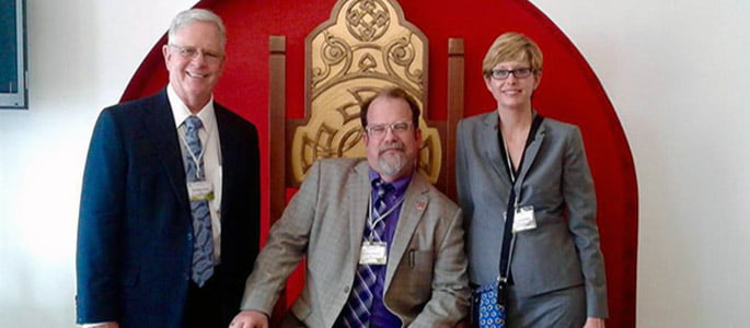 Hastings College President, faculty visit sister school in Russia 1 Photo of Hastings College President Don Jackson, Dr. Rob Babcock and Dr. Liz Frombgen.